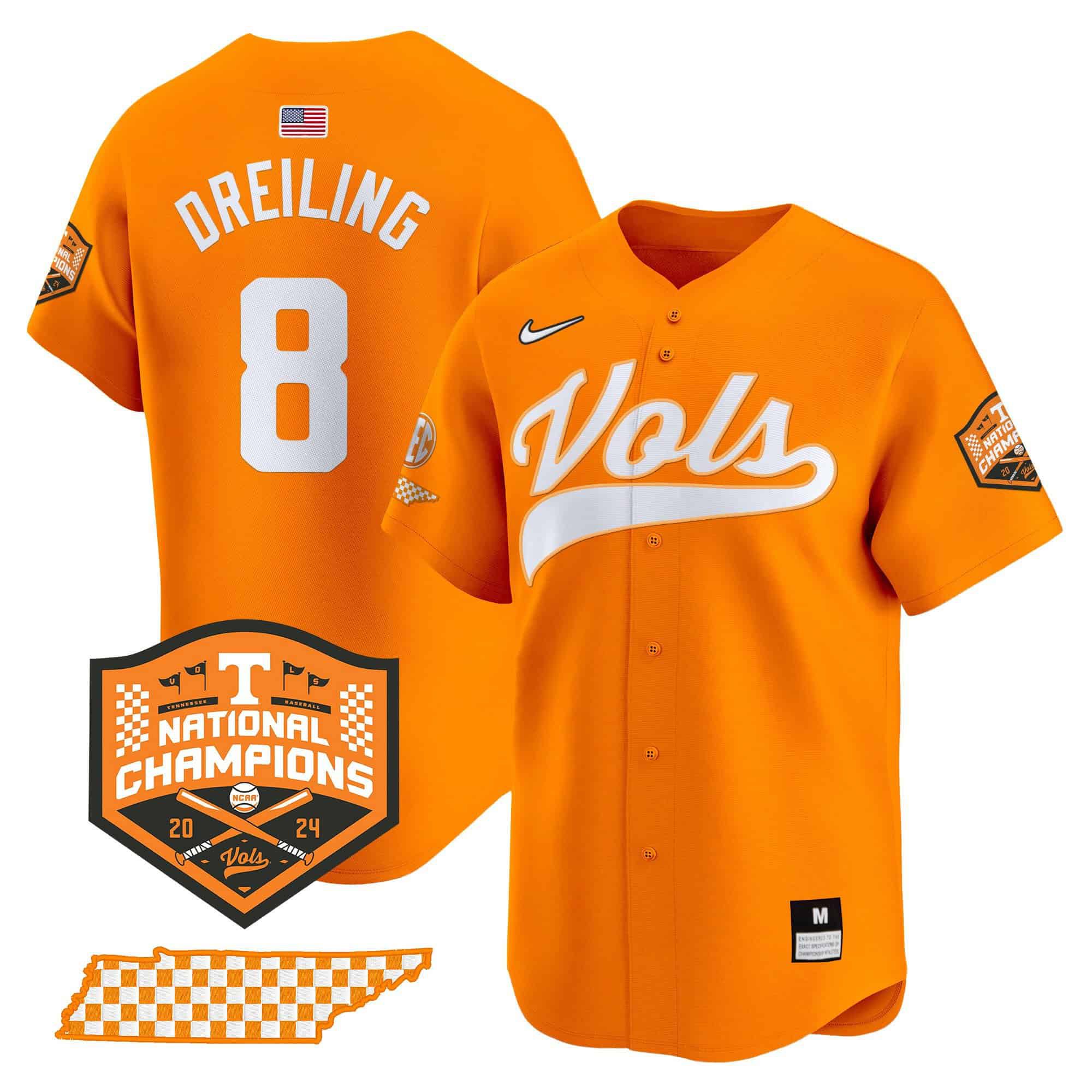 Men Tennessee Volunteers #8 Dreiling Orange 2024 Nike Champions Vapor Premier Limited NCAA Jersey->customized nfl jersey->Custom Jersey